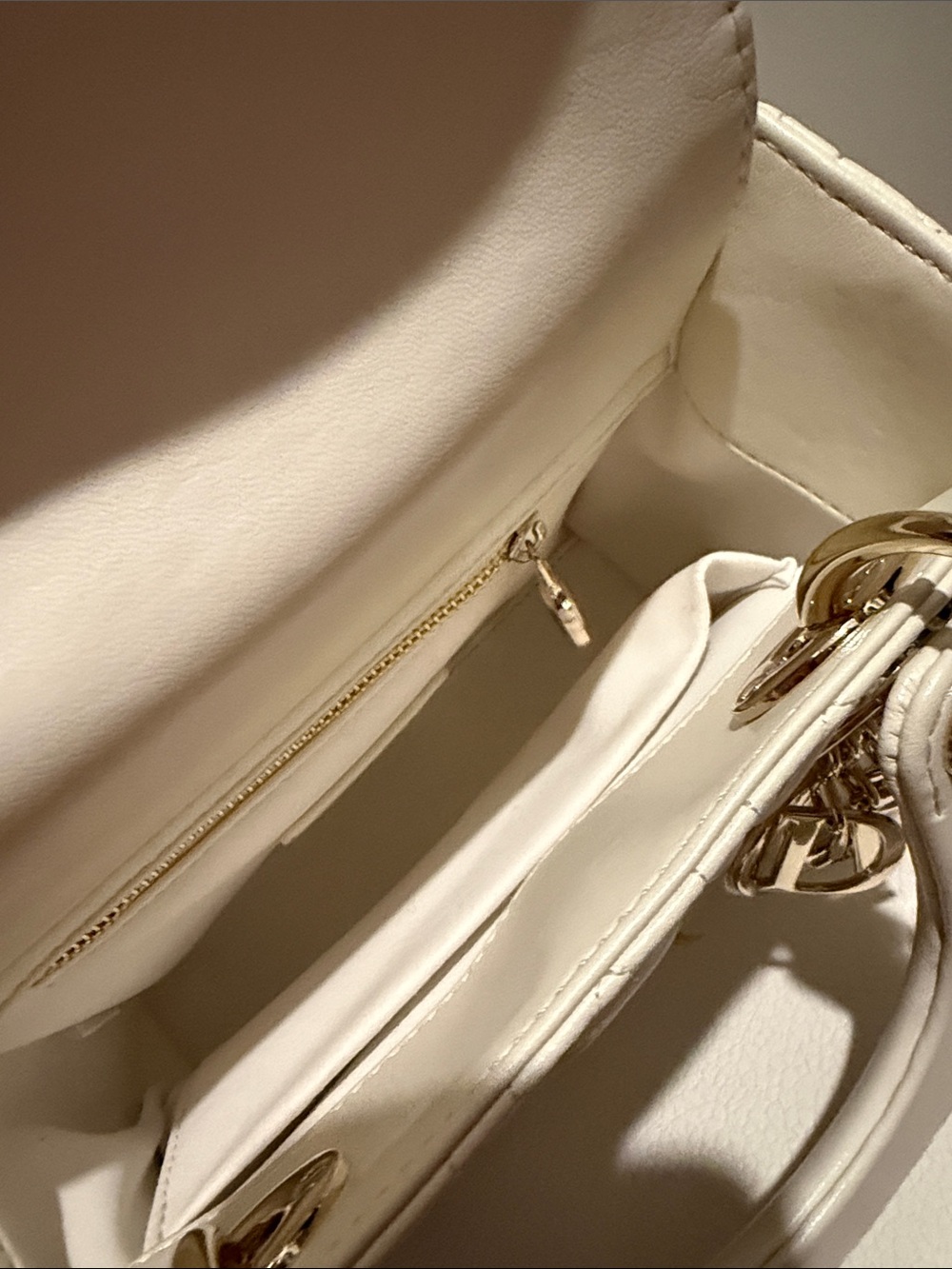 Dior Cream Quilted Mini Lady Bag with Gold Hardware - Picture 5 of 9